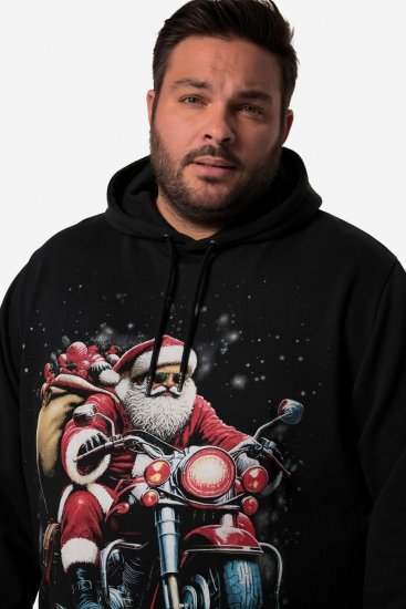 Men+ 100 Hettegenser Julenisse på motorsykkel Svart - Gensere og hettegensere - Store hettegensere - 2XL-14XL
