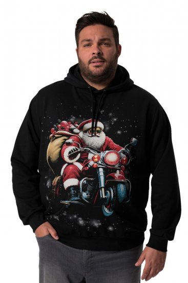 Men+ 100 Hettegenser Julenisse på motorsykkel Svart - Gensere og hettegensere - Store hettegensere - 2XL-14XL