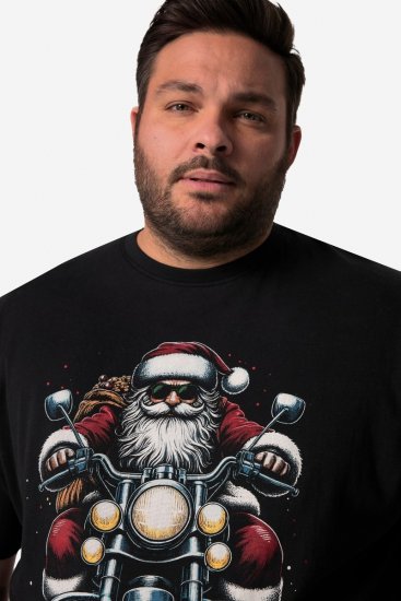 Men+ 148 T-skjorte bellyfit Julenisse på motorsykkel Svart - T-skjorter - Store T-skjorter - 2XL-14XL