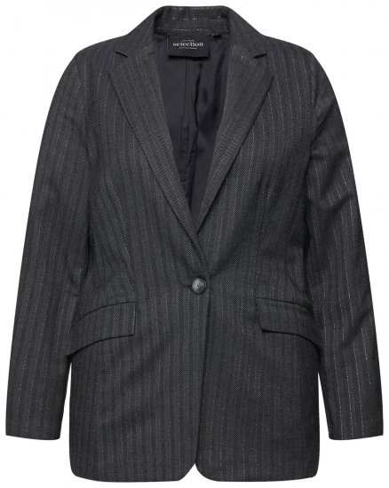 Ulla Popken 832935 Blazer i sildebensmønster med metallglans Grå - Blazere - Blazere i store størrelser for dame
