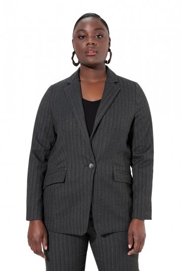Ulla Popken 832935 Blazer i sildebensmønster med metallglans Grå - Blazere - Blazere i store størrelser for dame