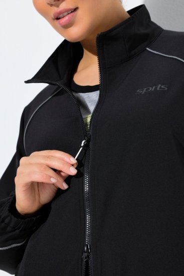 Ulla Popken 833237 Sportsjakke med refleksdetaljer Svart - Jakker - Damejakker i store størrelser