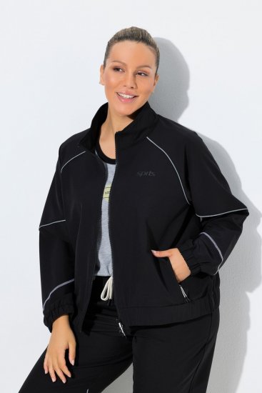 Ulla Popken 833237 Sportsjakke med refleksdetaljer Svart - Jakker - Damejakker i store størrelser