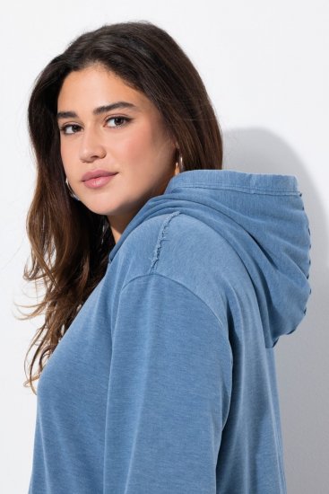 Ulla Popken 834536 Sweatkjole med hette Denimblå - Collegekjoler - 