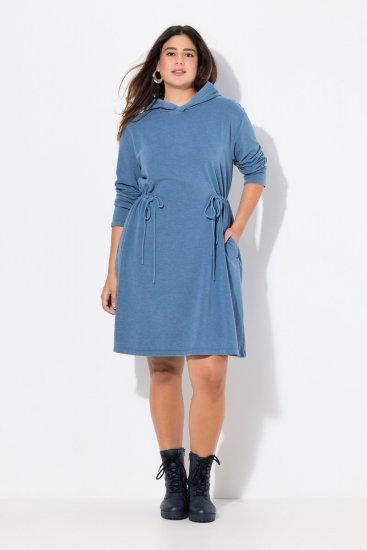 Ulla Popken 834536 Sweatkjole med hette Denimblå - Collegekjoler - 