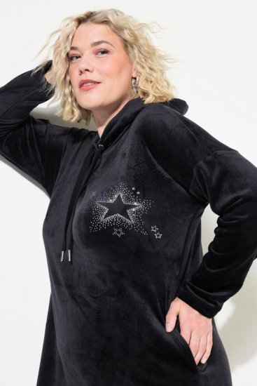 Ulla Popken 834550 Langermet kjole med hette Svart - Collegekjoler - 