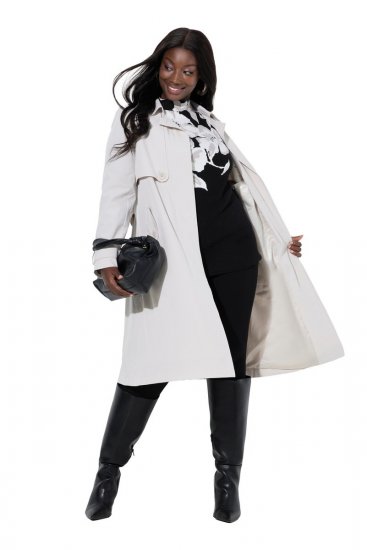 Ulla Popken 834990 Trenchcoat Taupe - Frakker - Kåper i store størrelser