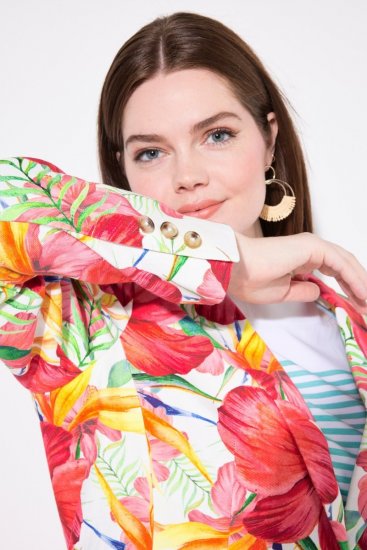 Ulla Popken 835230 Blomstret blazer i bomull Rød - Blazere - Blazere i store størrelser for dame