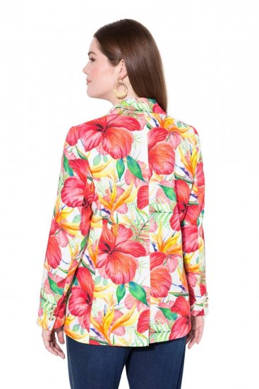 Ulla Popken 835230 Blomstret blazer i bomull Rød - Blazere - Blazere i store størrelser for dame