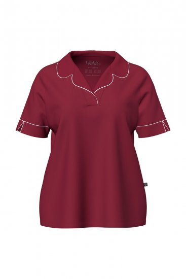 Ulla Popken 835397 Kortermet pyjamas med skjortekrage Lilla - Pyjamas/Loungewear - 