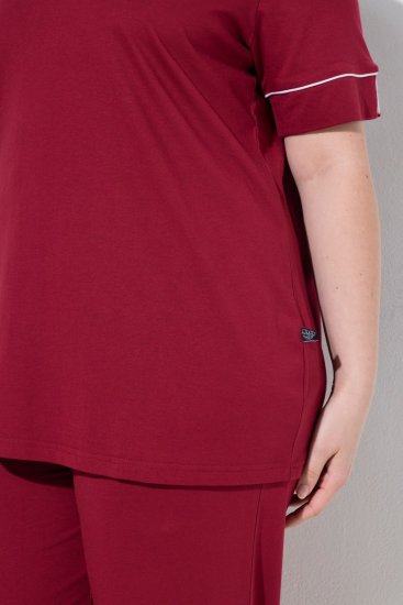 Ulla Popken 835397 Kortermet pyjamas med skjortekrage Lilla - Pyjamas/Loungewear - 