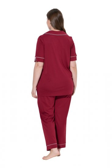 Ulla Popken 835397 Kortermet pyjamas med skjortekrage Lilla - Pyjamas/Loungewear - 