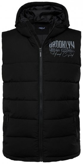 Men+ 442 Quiltet vest med hette og trykk Svart - Jakker - Store jakker - 2XL-12XL