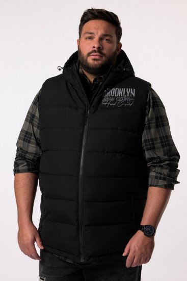 Men+ 442 Quiltet vest med hette og trykk Svart - Jakker - Store jakker - 2XL-12XL