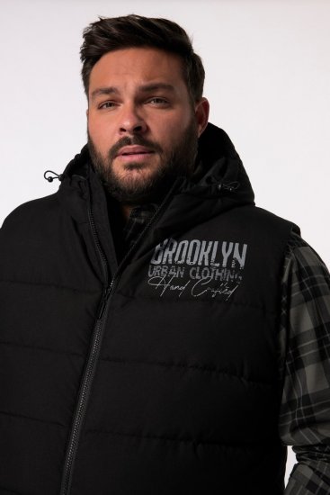 Men+ 442 Quiltet vest med hette og trykk Svart - Jakker - Store jakker - 2XL-12XL