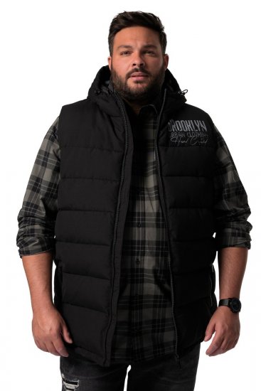 Men+ 442 Quiltet vest med hette og trykk Svart - Jakker - Store jakker - 2XL-12XL