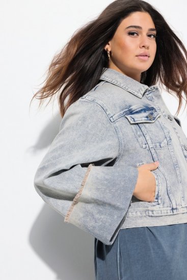 Ulla Popken 835486 Dongerijakke med vide ermer Denimblå - Jakker - Damejakker i store størrelser