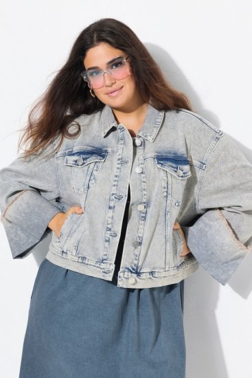 Ulla Popken 835486 Dongerijakke med vide ermer Denimblå - Jakker - Damejakker i store størrelser