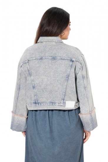 Ulla Popken 835486 Dongerijakke med vide ermer Denimblå - Jakker - Damejakker i store størrelser