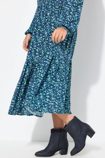 Ulla Popken 835713 Blomstret kjole Mørkeblå - Maxikjoler - Maxikjoler for damer i store størrelser