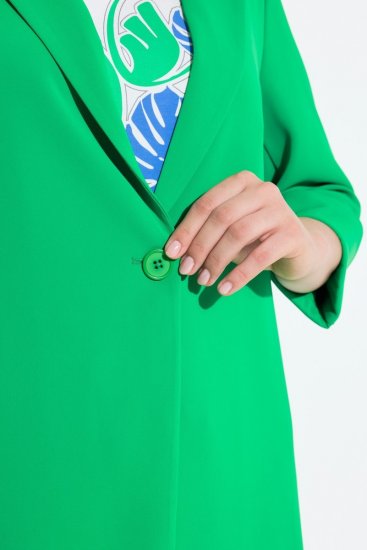 Ulla Popken 836165 Lang blazer med 3/4-ermer Grønn - Blazere - Blazere i store størrelser for dame