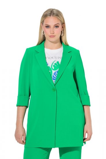 Ulla Popken 836165 Lang blazer med 3/4-ermer Grønn - Blazere - Blazere i store størrelser for dame