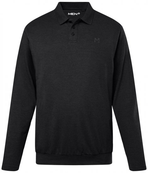 Men+ 274 Langermet Pikéskjorte bellyfit Svart - Polo- & piqueskjorter - Poloskjorte i store størrelser - 2XL-8XL