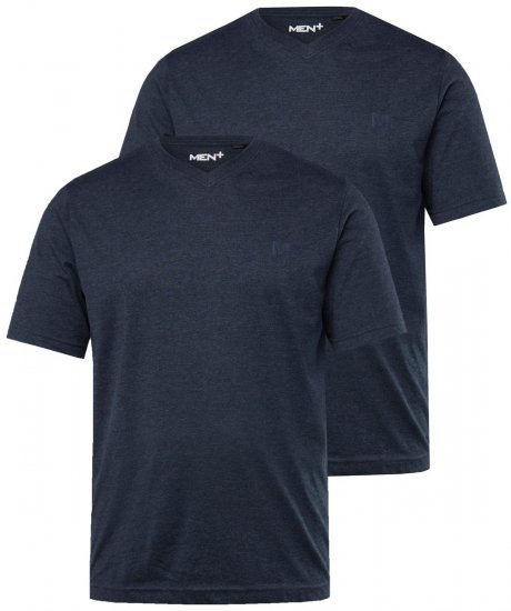 Men+ 299 T-skjorte med V-hals Mørkeblå 2-pakning - T-skjorter - Store T-skjorter - 2XL-14XL