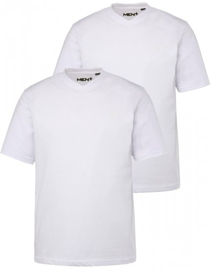 Men+ 299 T-skjorte med V-hals Hvit 2-pakning - T-skjorter - Store T-skjorter - 2XL-14XL