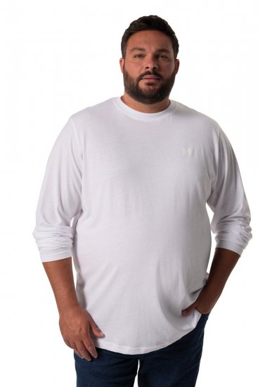 Men+ 307 Langermet T-skjorte Hvit - T-skjorter - Store T-skjorter - 2XL-14XL