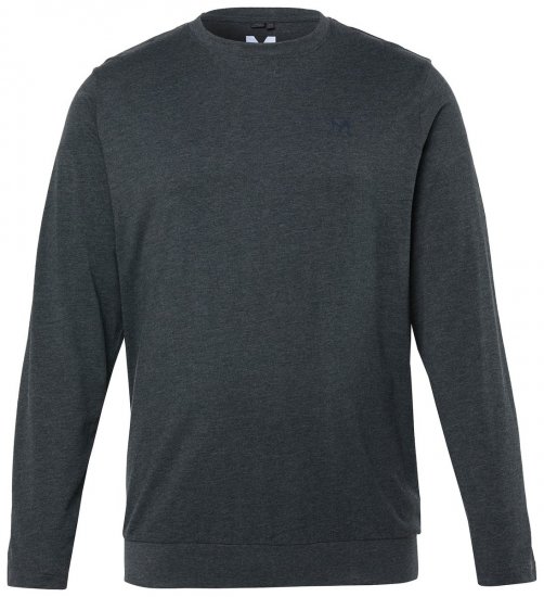 Men+ 313 Langermet T-skjorte bellyfit Koksgrå melert - T-skjorter - Store T-skjorter - 2XL-14XL