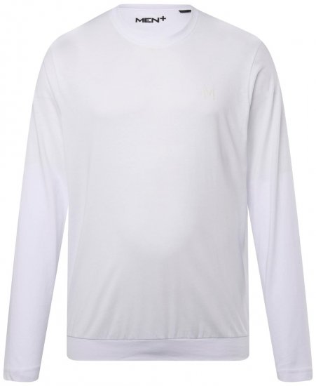 Men+ 313 Langermet T-skjorte bellyfit Hvit - T-skjorter - Store T-skjorter - 2XL-14XL