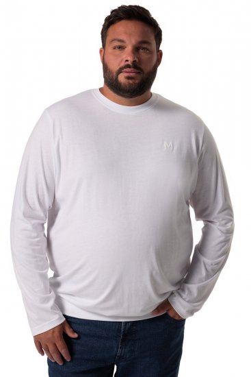Men+ 313 Langermet T-skjorte bellyfit Hvit - T-skjorter - Store T-skjorter - 2XL-14XL
