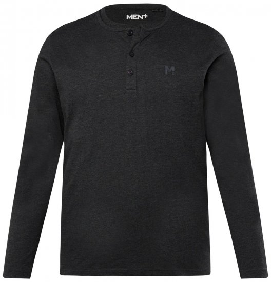 Men+ 383 Langermet Henley t-skjorte Svart - T-skjorter - Store T-skjorter - 2XL-14XL