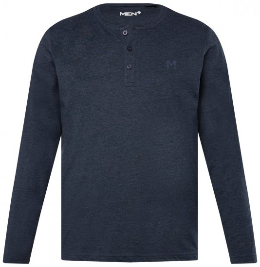 Men+ 383 Langermet Henley t-skjorte Mørkeblå - T-skjorter - Store T-skjorter - 2XL-14XL
