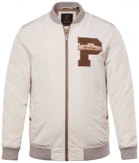 JP1880 836786 Collegejakke med emblem Benhvit - Jakker - Store jakker - 2XL-12XL