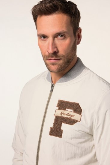 JP1880 836786 Collegejakke med emblem Benhvit - Jakker - Store jakker - 2XL-12XL