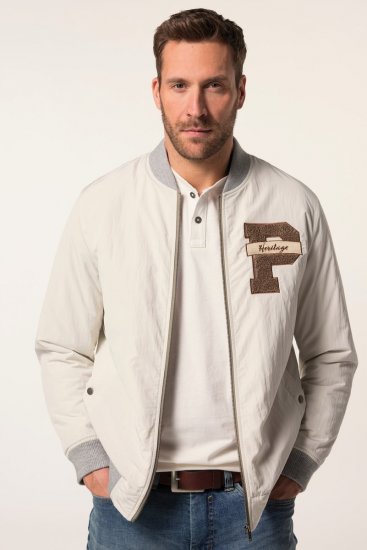 JP1880 836786 Collegejakke med emblem Benhvit - Jakker - Store jakker - 2XL-12XL