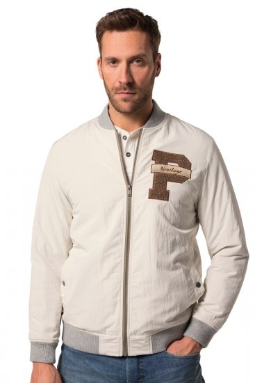 JP1880 836786 Collegejakke med emblem Benhvit - Jakker - Store jakker - 2XL-12XL