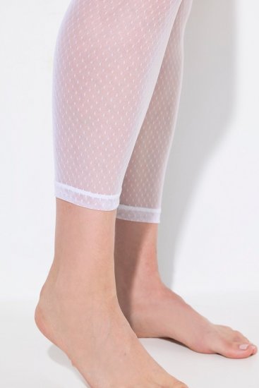 Ulla Popken 836800 Prikkete strømpeleggings Hvit - Strømpebukser & sokker - 