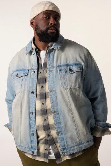 STHUGE 837222 Jeansjakke med brystlommer Lyseblå - Jakker - Store jakker - 2XL-12XL