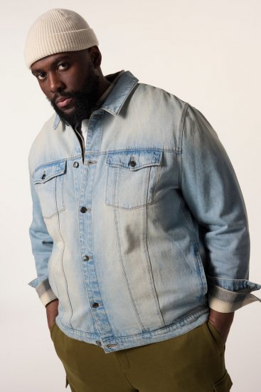 STHUGE 837222 Jeansjakke med brystlommer Lyseblå - Jakker - Store jakker - 2XL-12XL