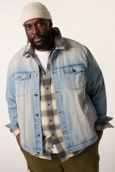 STHUGE 837222 Jeansjakke med brystlommer Lyseblå - Jakker - Store jakker - 2XL-12XL
