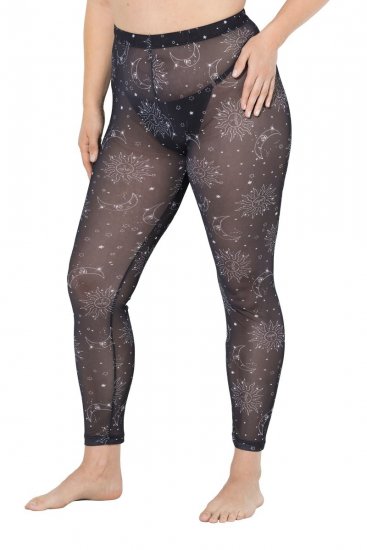 Ulla Popken 837935 Mønstrede strømpeleggings Svart - Strømpebukser & sokker - 