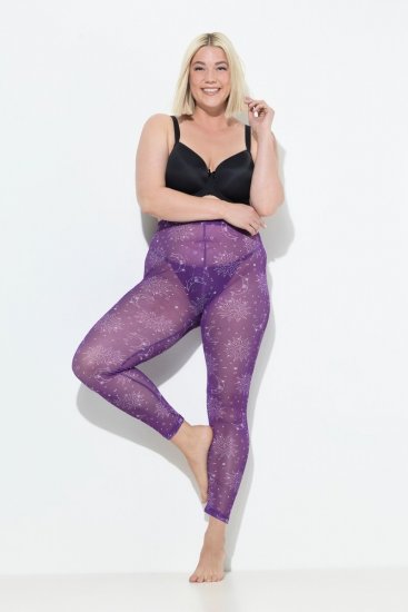 Ulla Popken 837935 Mønstrede strømpeleggings Fiolett - Strømpebukser & sokker - 
