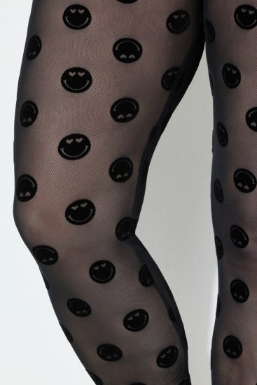 Ulla Popken 837949 Mønstrede strømpeleggings Svart - Strømpebukser & sokker - 