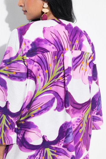 Ulla Popken 838105 Åpen cardigan med knyting Fiolett - Cardigans - Cardigans i store størrelser
