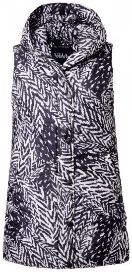 Ulla Popken 838435 Lang quiltet vest med trykk Svart - Vester - 