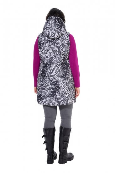 Ulla Popken 838435 Lang quiltet vest med trykk Svart - Vester - 