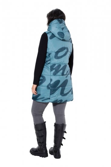 Ulla Popken 838435 Lang quiltet vest med trykk Grågrønn - Vester - 